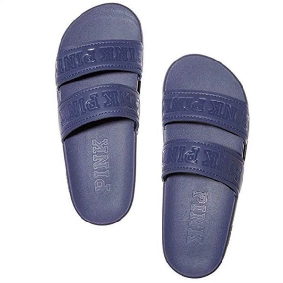 PINK Victoria's Secret Shoes - Victoria's Secret Pink Slides Blue L
